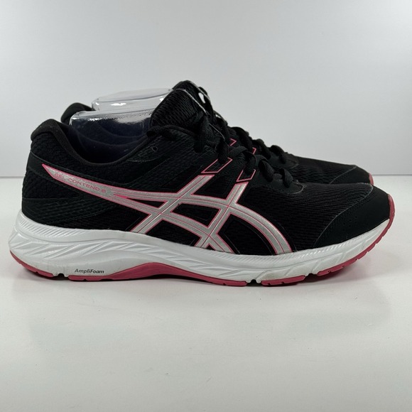 ASICS Gel-Contend 6 Black Pink Running Sneakers AmpliFoam Women's Size 10.5 Wide - Picture 1 of 10